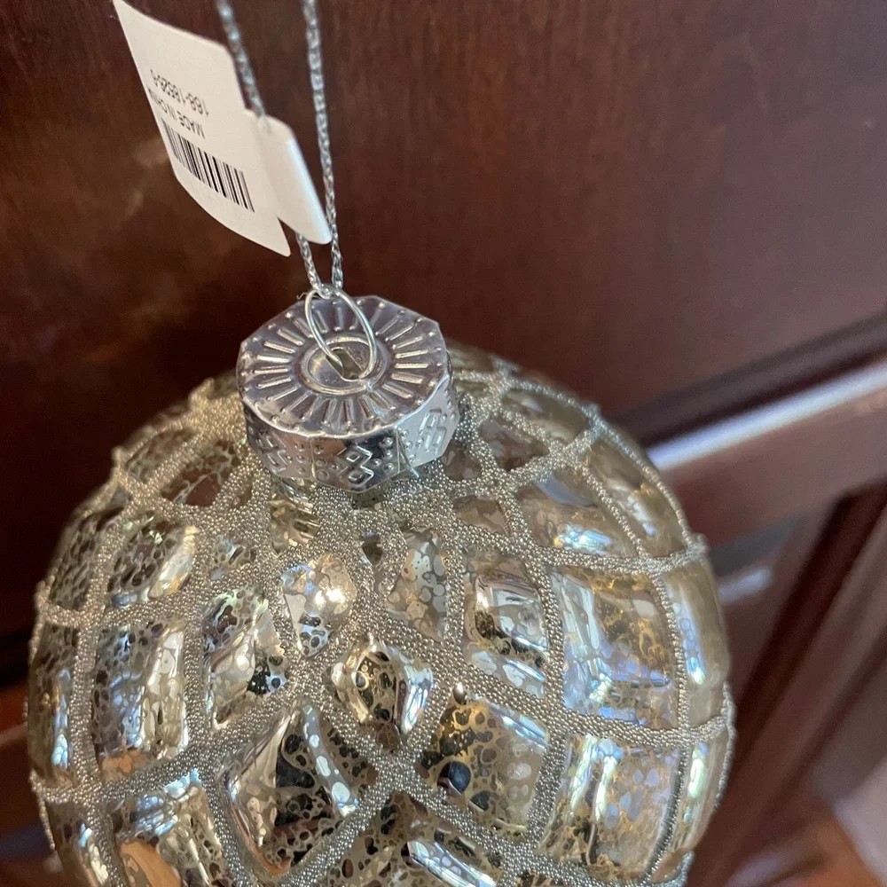Z GALLERIE BEADED MERCURY GLASS BALL ORNAMENTS (SET OF 4)